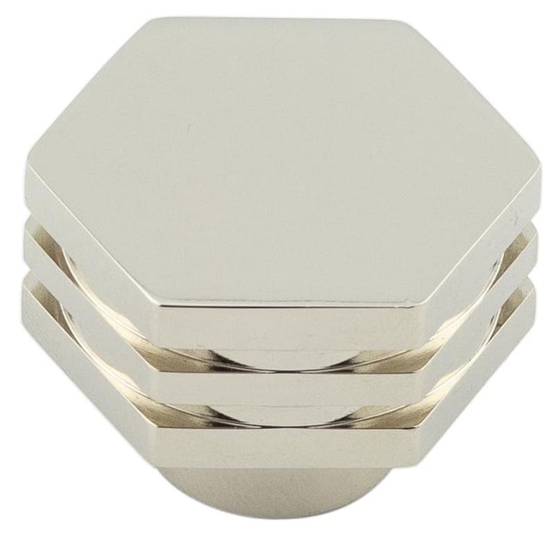 Hoxton - Nile PN 30mm Hex Cupboard Knob With Step Details