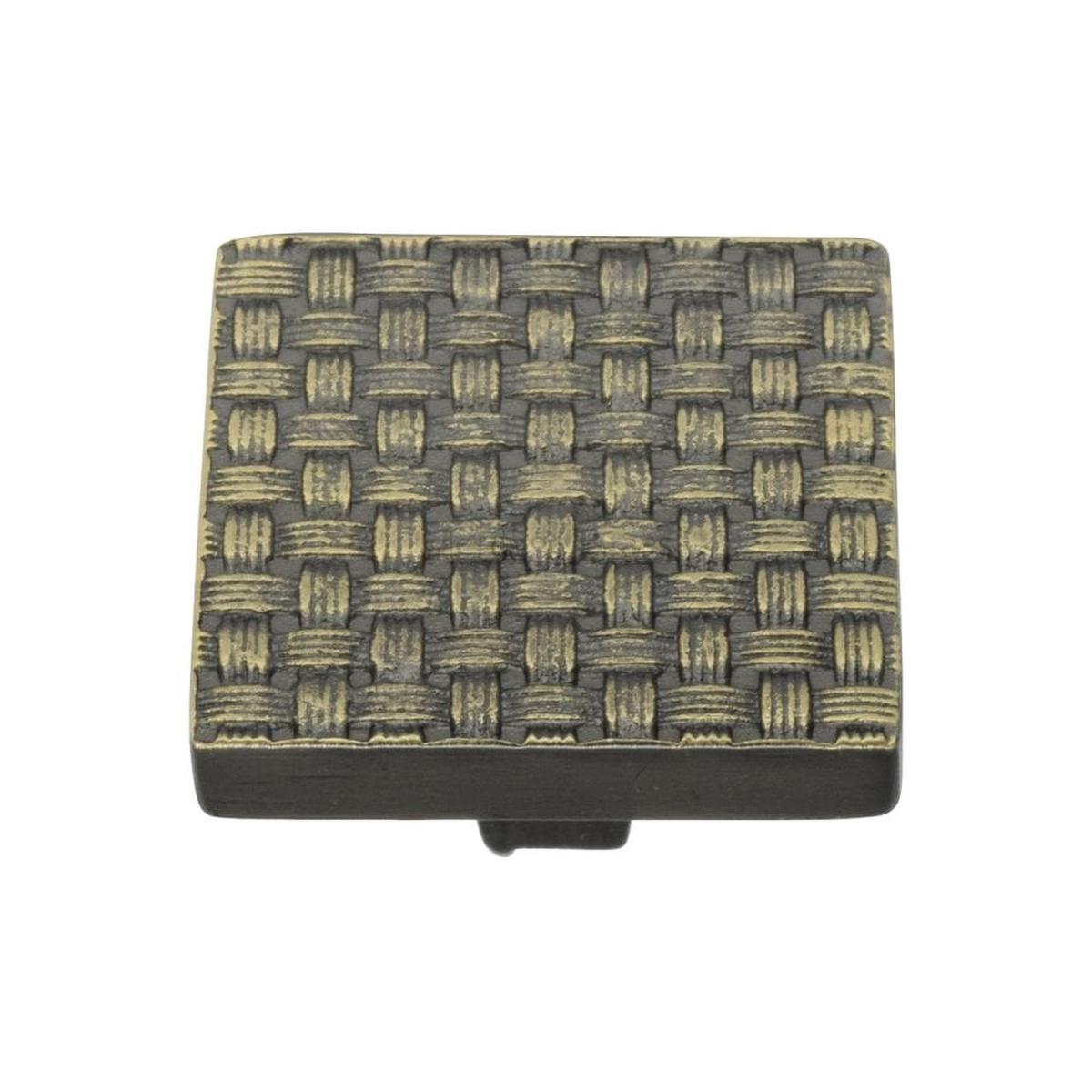 Heritage Brass - Cabinet Knob Square Weave Design 38mm Aged Brass Finish